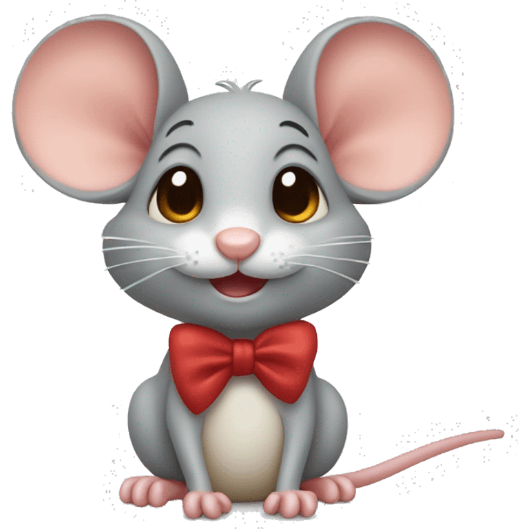 mouse winking also with a bow emoji