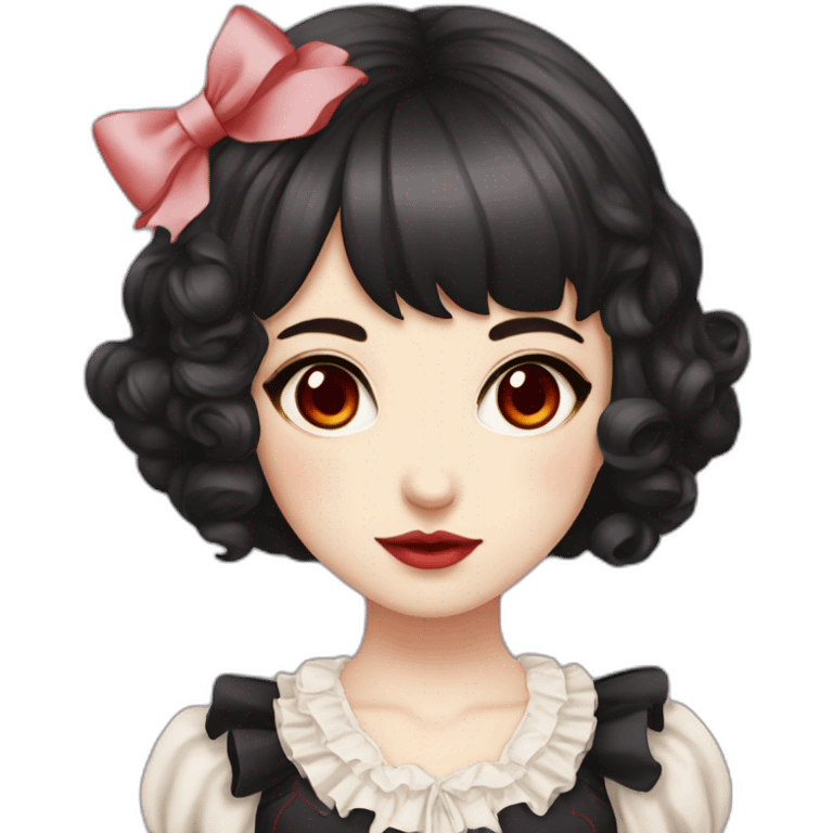 lolita girl short dark hair red eyes emoji