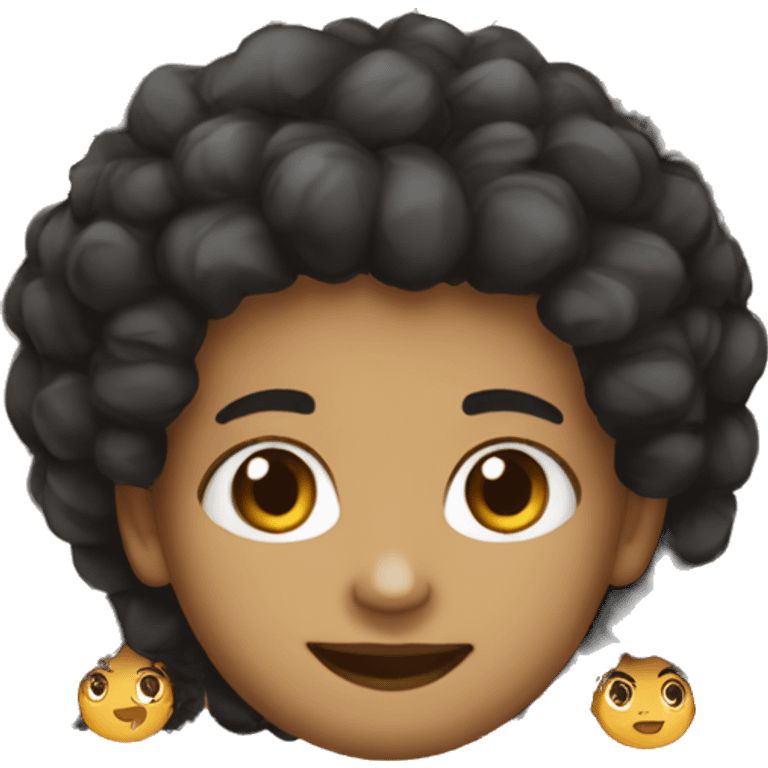 Crea un muchacho de 13 años co cabello negro afro riso i corto emoji