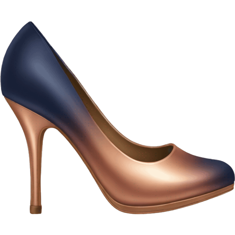 Realistic pair of navy,bronze,and rose gold ombre high heel shoes. emoji