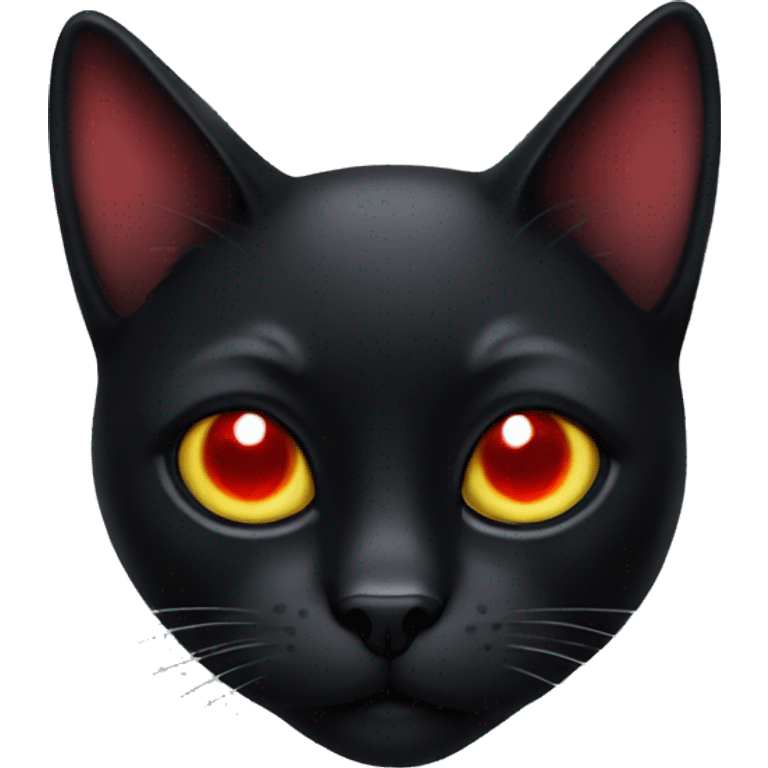 A black cat with a red eye  emoji