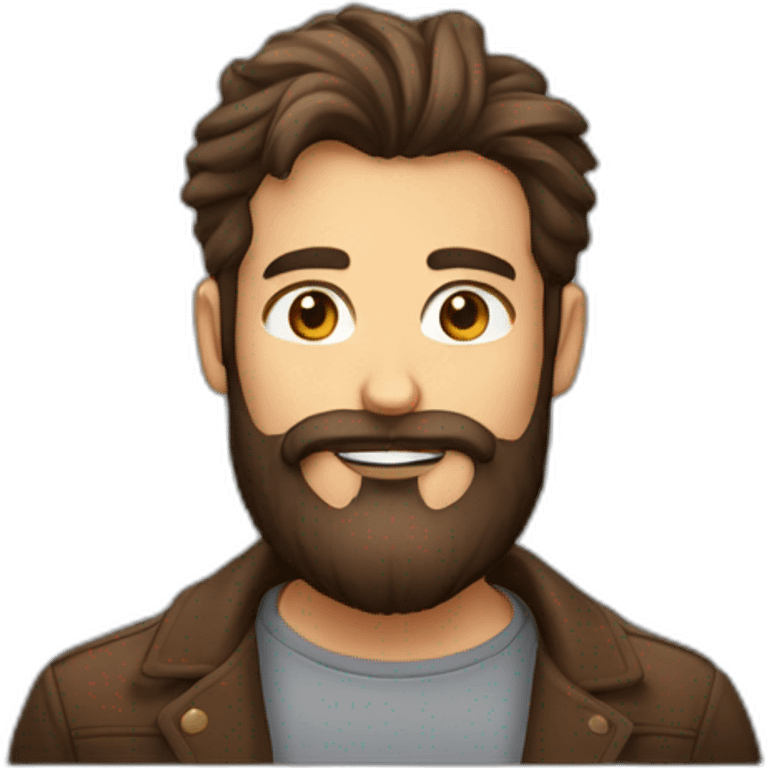 homme barbe et longs cheveux bruns emoji