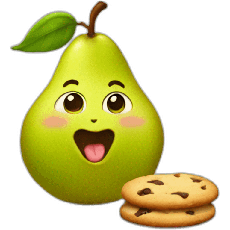 a pear eating cookies emoji