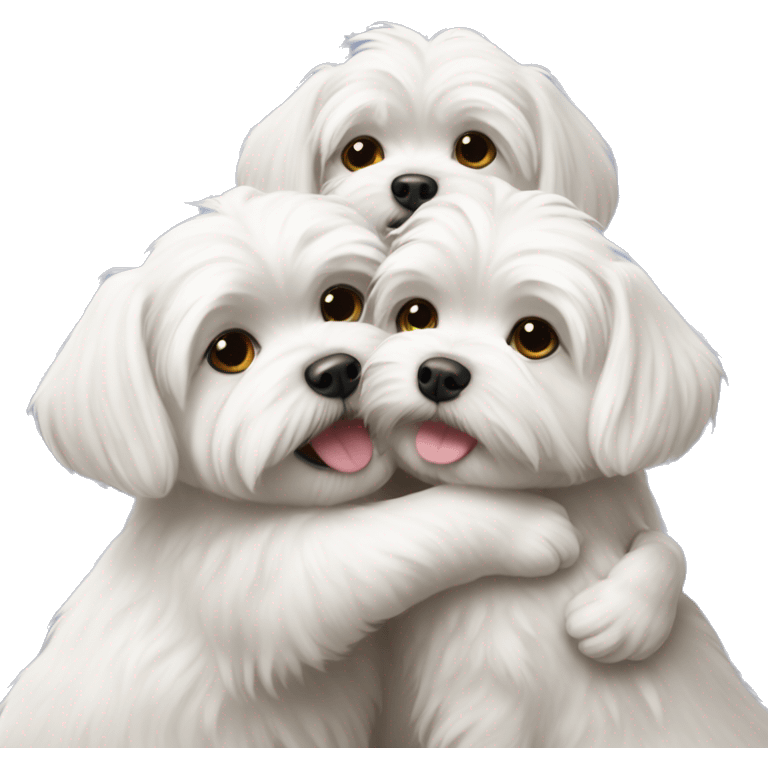 Maltese dogs hugging each other  emoji