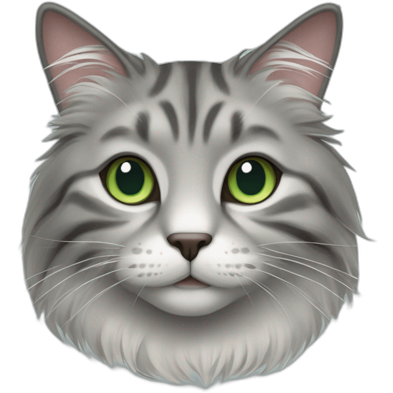 gray-blue-furred-green-eyed-happy-norwegian-forest-cat emoji