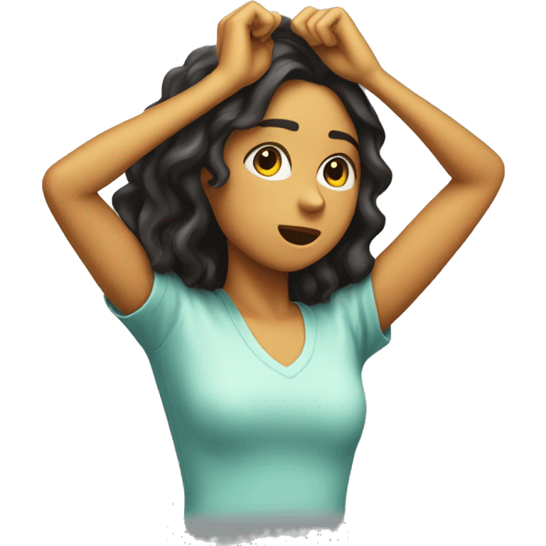 una chica morena haciendo el dab emoji