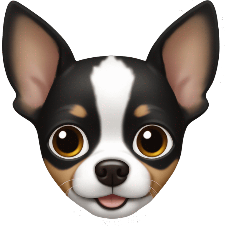 Black chihuahua dog with white and brown colors named Smarty emoji