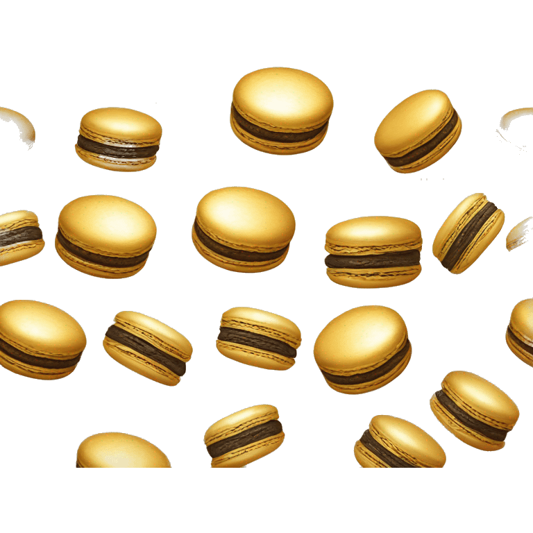 Realistic metallic gold macaroon with gradient colorful filling  emoji