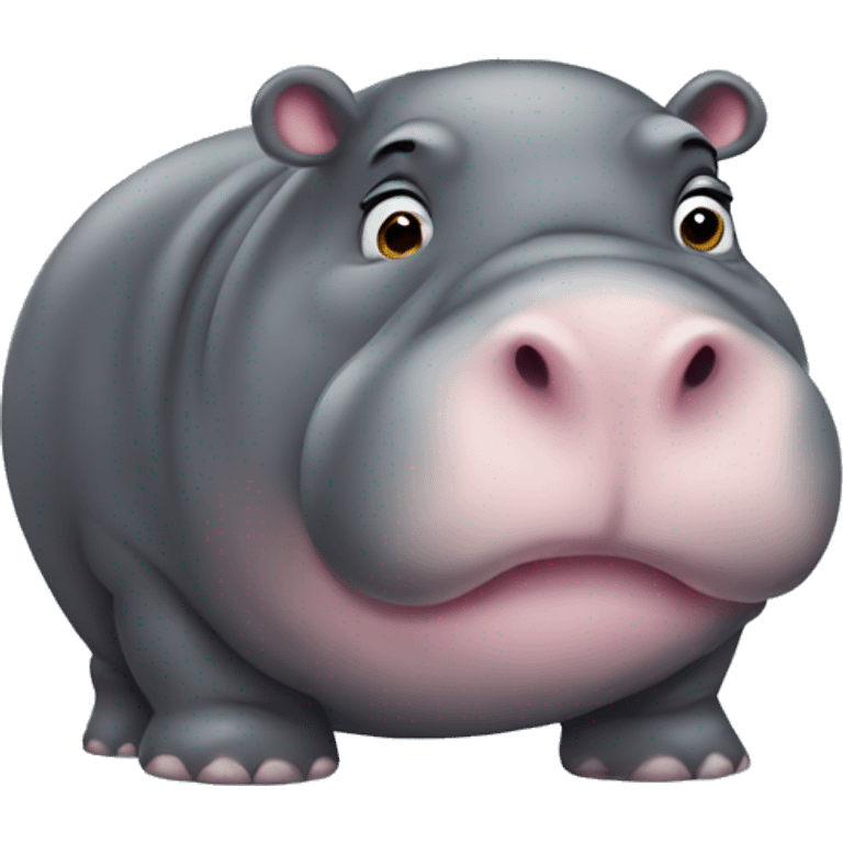 chubby hippo with a belly emoji