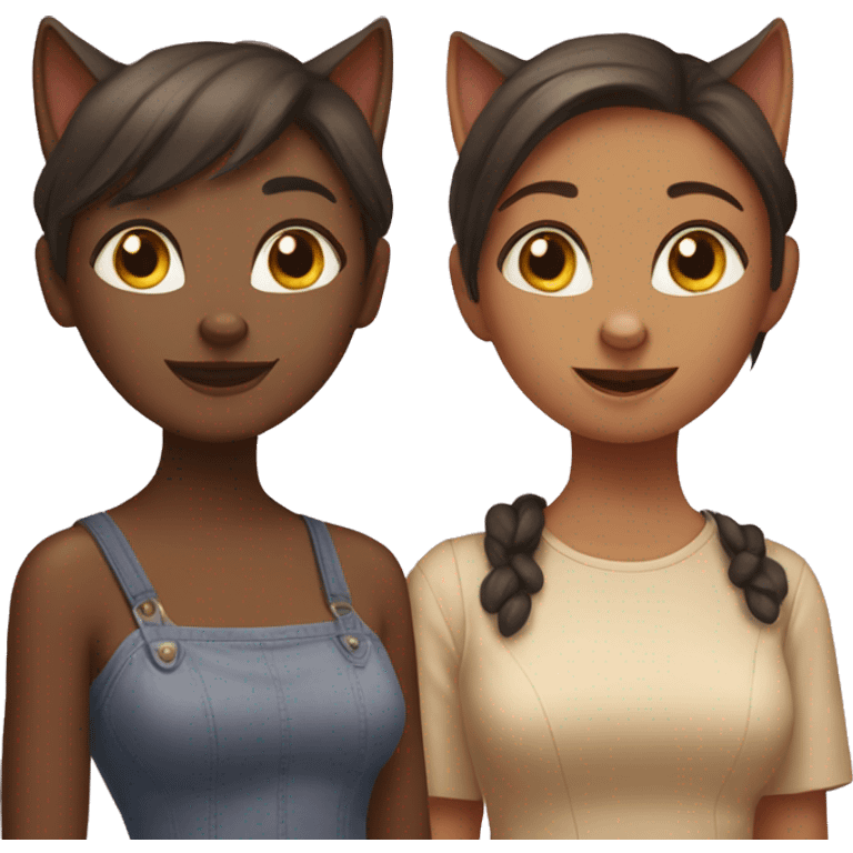 Two cats and two far sisters  emoji