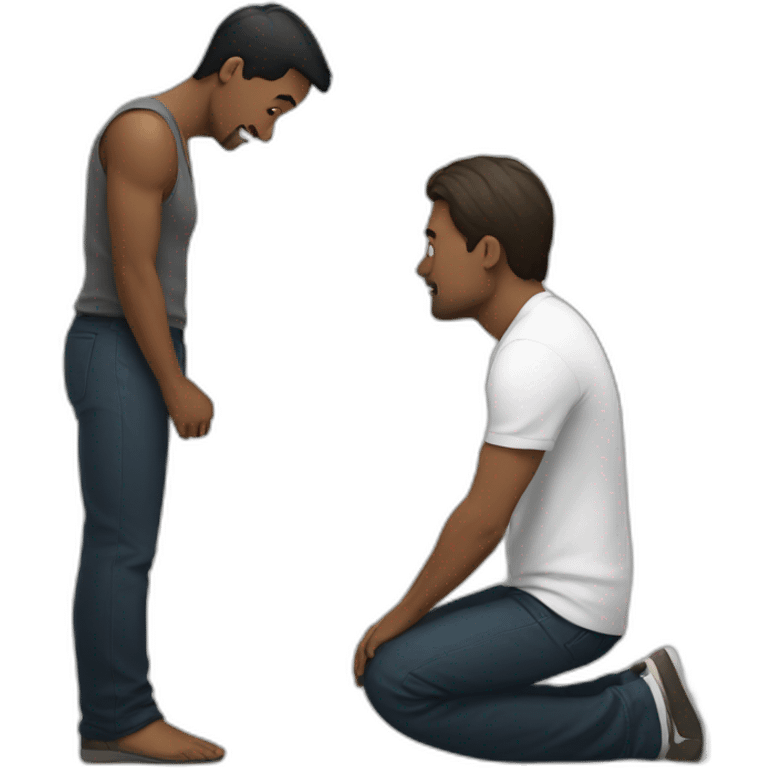 man on knees facing man emoji