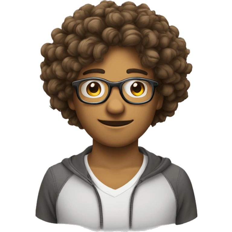 Mec avec lunette et cheveux bouclés  emoji