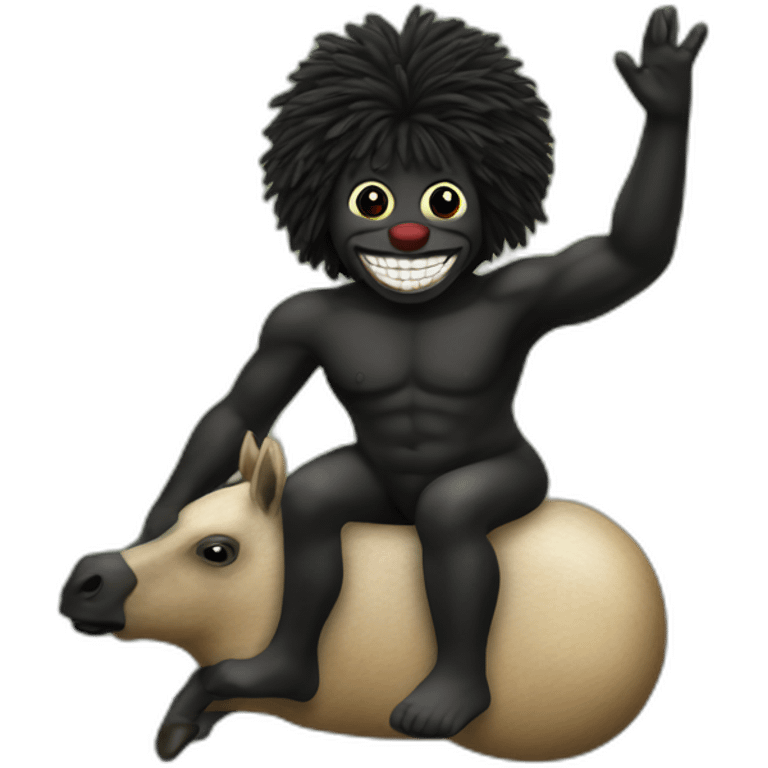 Naturist gollywog on a horse emoji