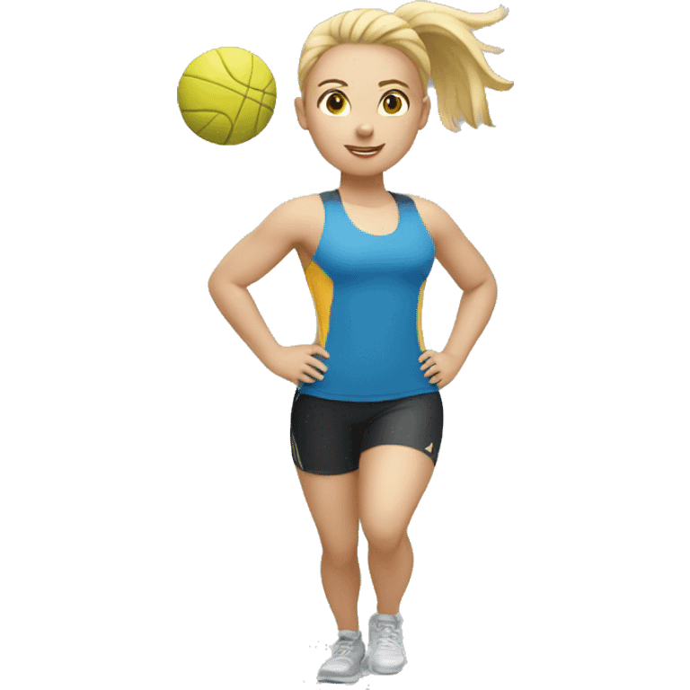 Big Blond girl doing sport emoji