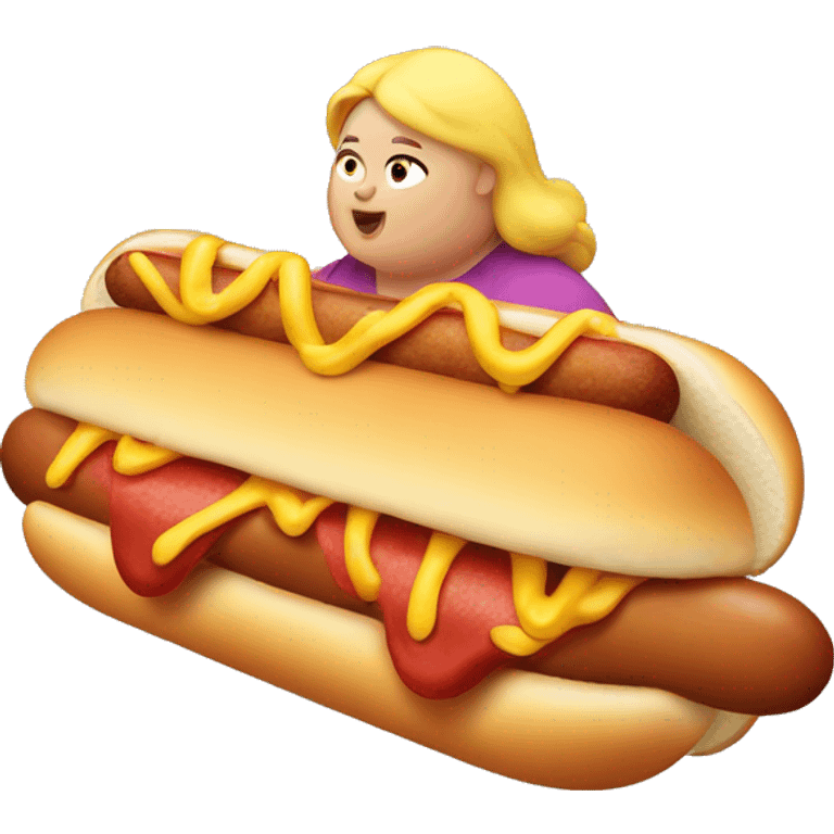 fat lady eating a hot dog emoji