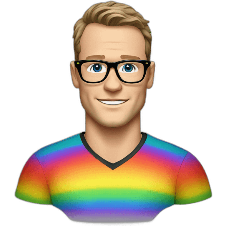 Jonathan Toews wearing glasses and rainbow clothes emoji