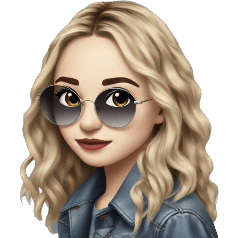 Sabrina Carpenter com óculos de grau estilo aviador  emoji