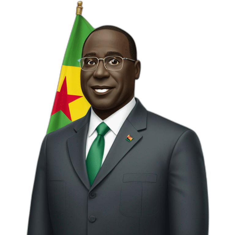 President Macky Sall with the flag of Senegal behind him emoji