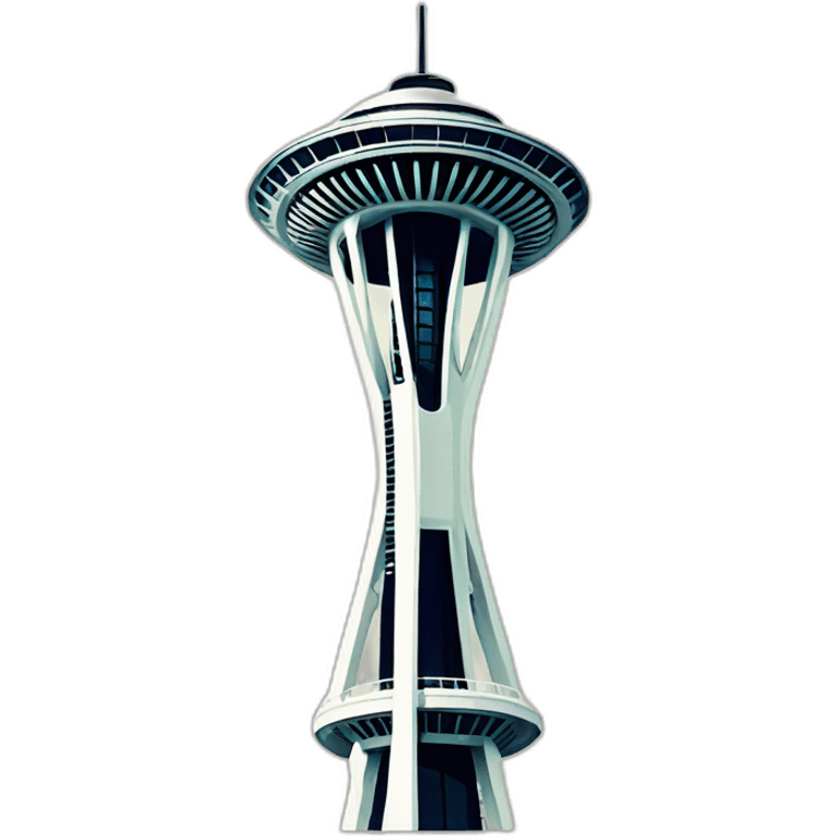 Simplified space needle, iconic, exaggerated proportions emoji