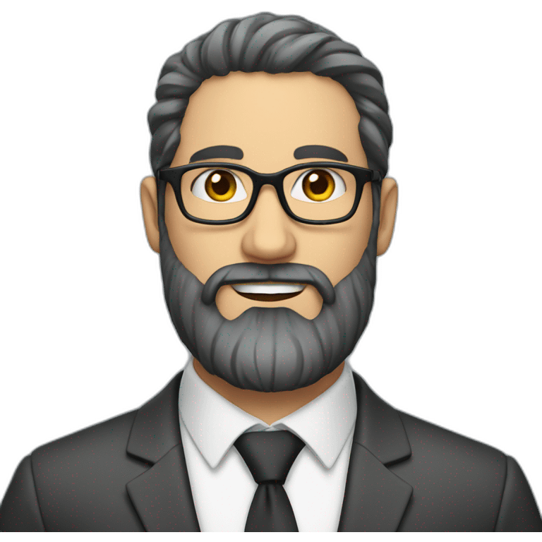 A Jewish man with a beard, rare hair and glasses in a business suit emoji