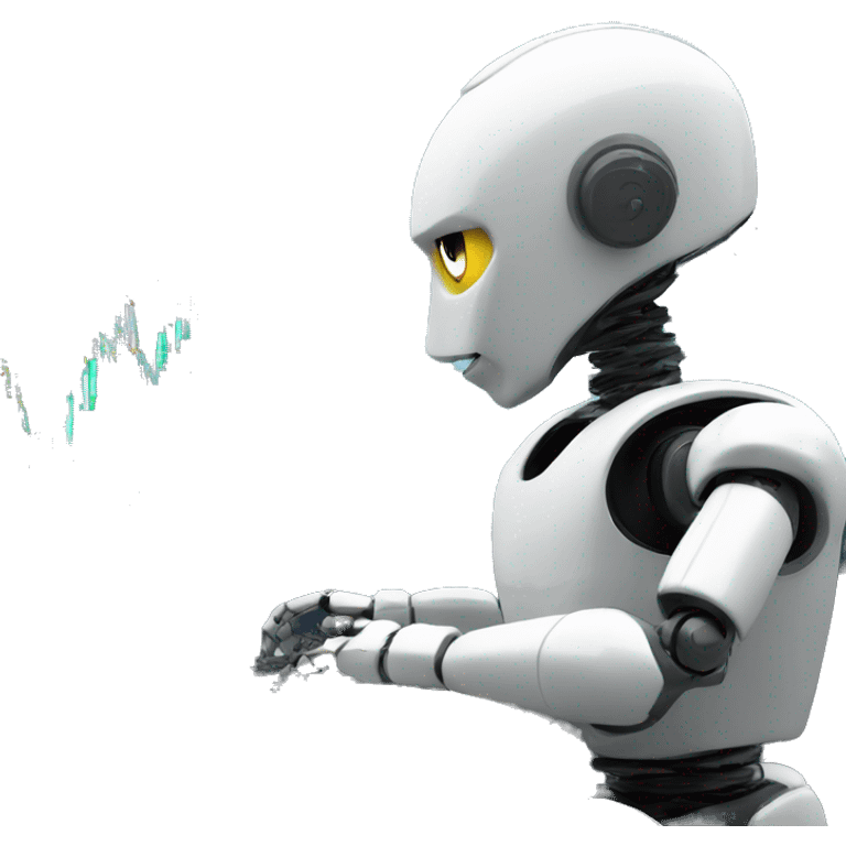 robot infront of computer trading stocks emoji