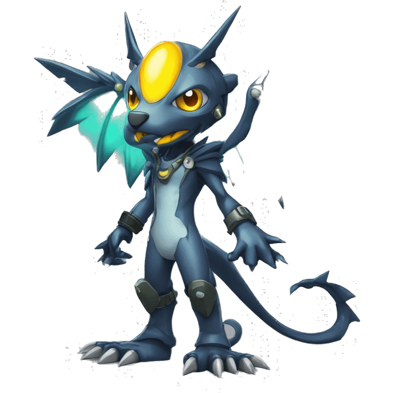 cute cool edgy sharp eldritch futuristic punk Digimon-Fakemon-animal full body emoji