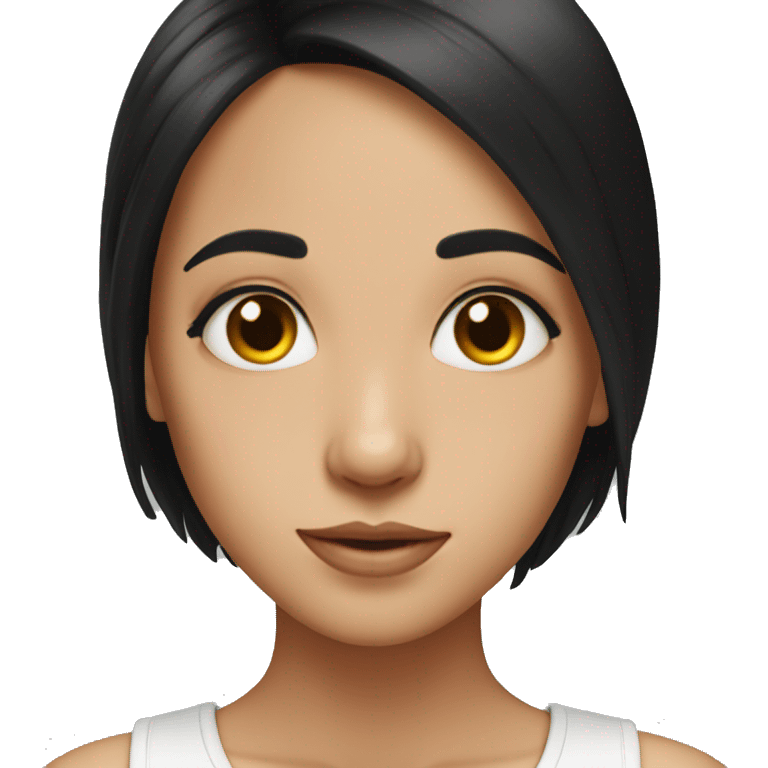 Girl wth eye bags and black hair and  emoji