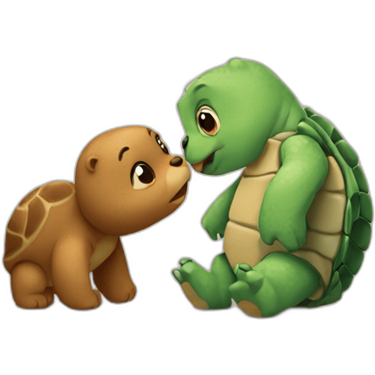 Tortuga beso a oso emoji