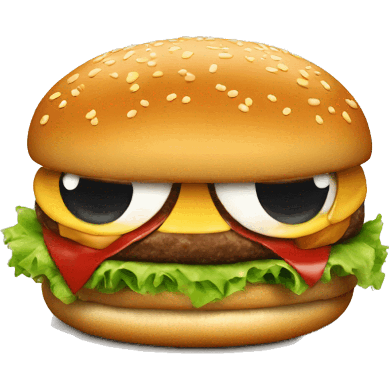 Burger with eyes on it looking to the left emoji