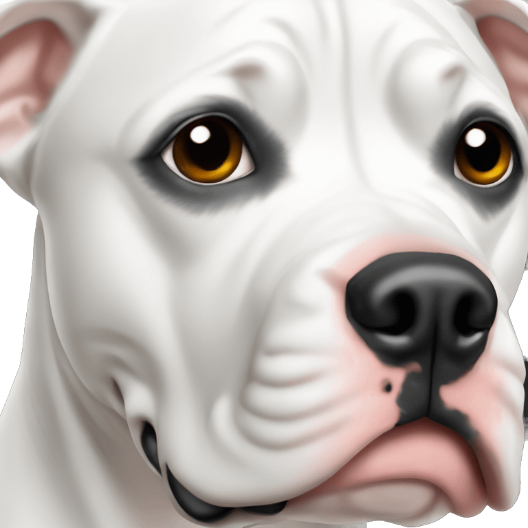 White pitbull with black spot on eye emoji