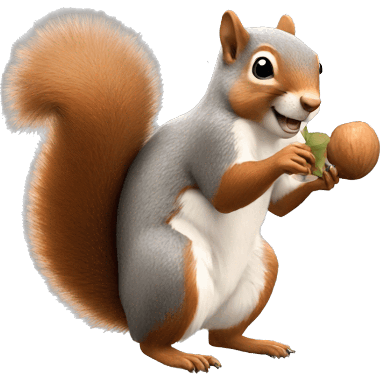 a squirrel holding a nut and breaking it open emoji