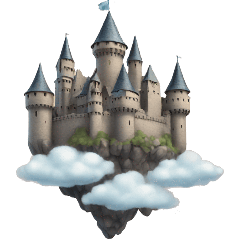 castle floating in the sky with clouds background emoji