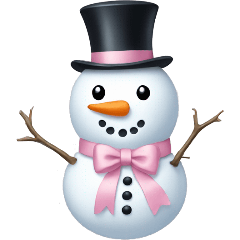 Snowman with a light pink bow emoji