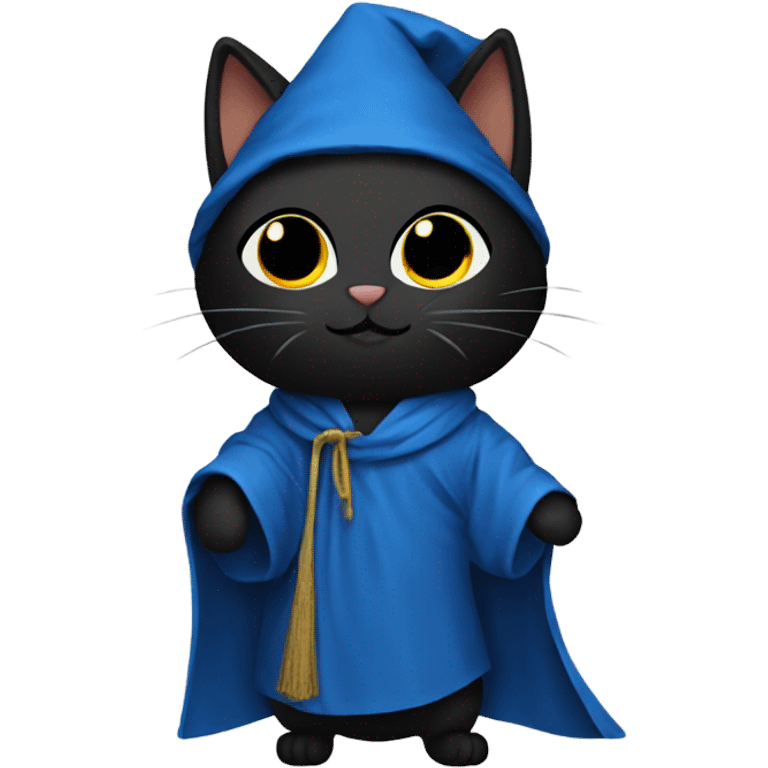 Black cat with a blue robe emoji