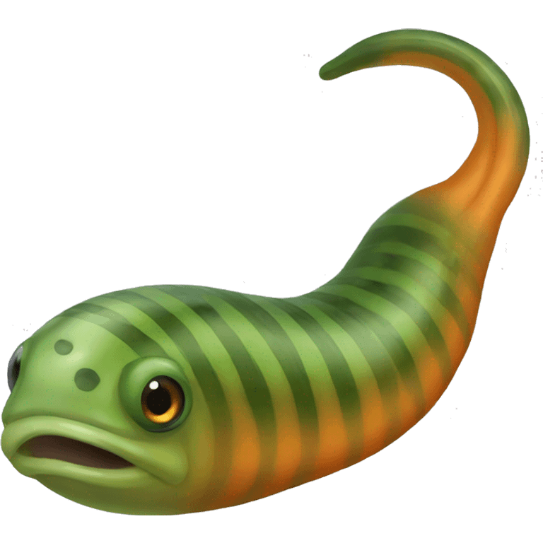 Green and orange striped leech emoji