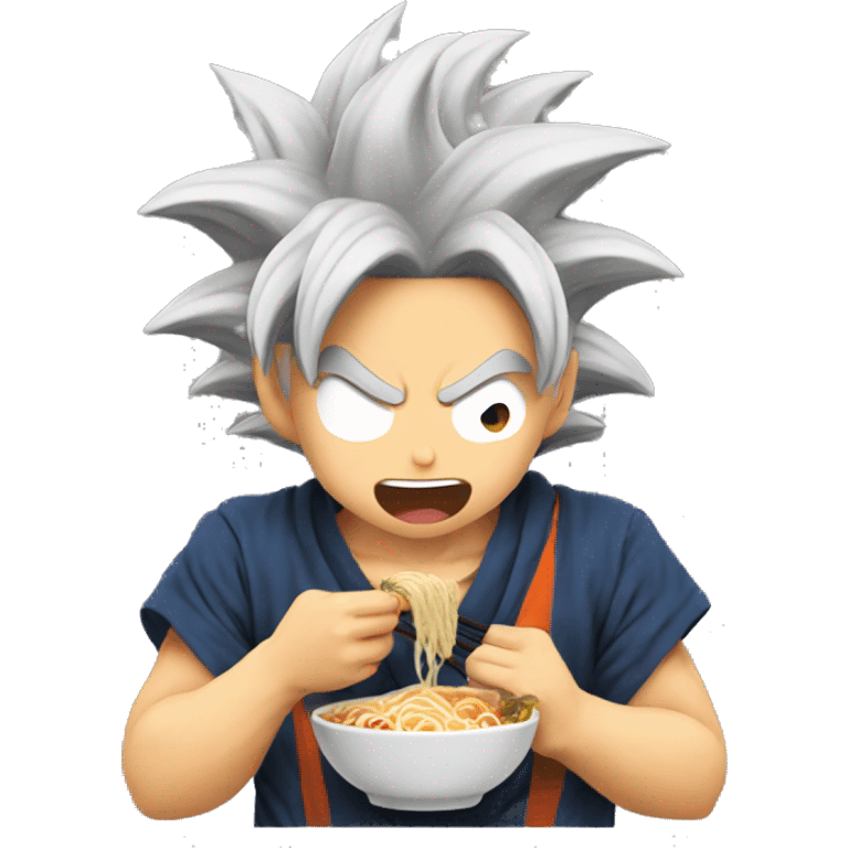 Goku eating ramen emoji