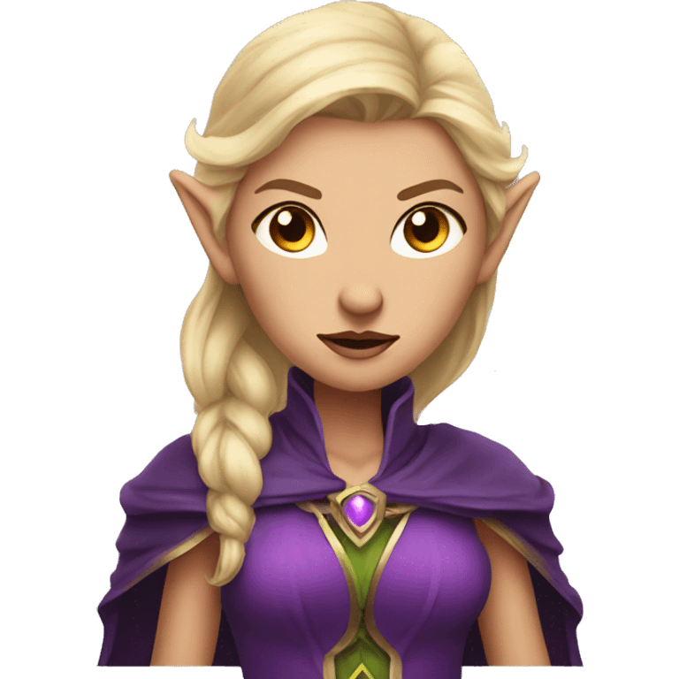 Noble female Elf with Elf ears and blonde hair and purple robes angry emoji