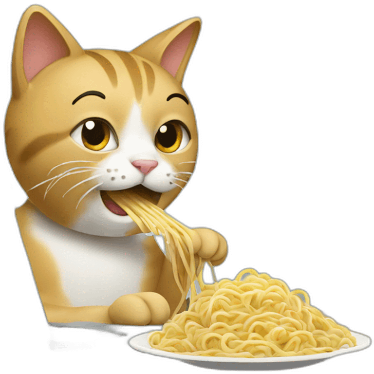 cat on computer eating noodles emoji