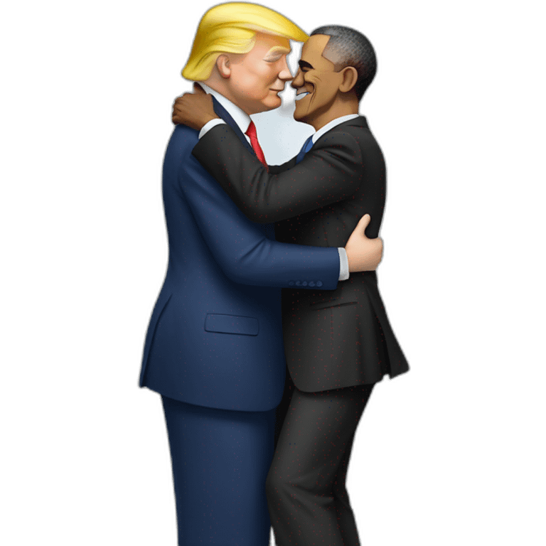 Trump hugging obama emoji