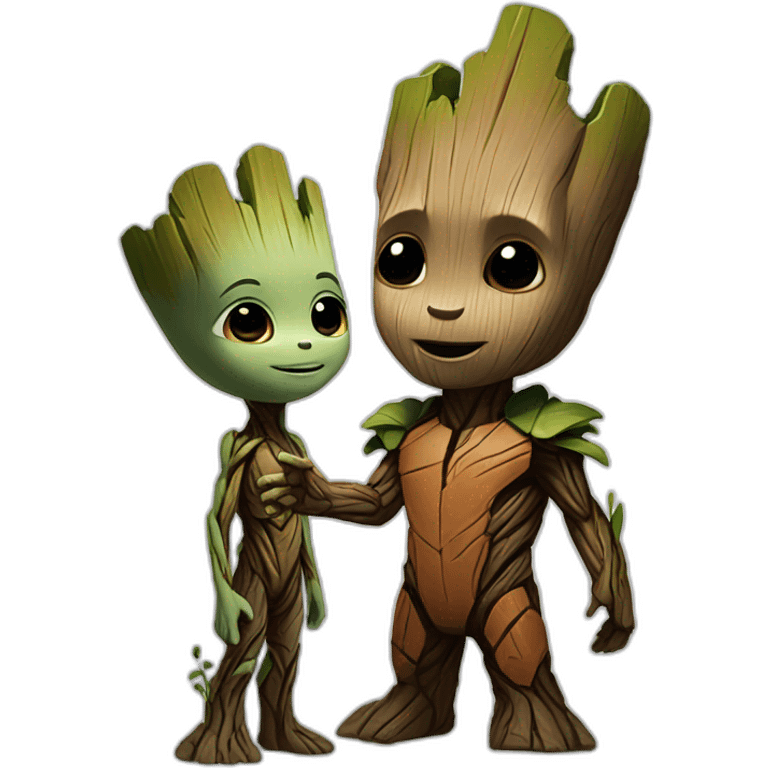 Baby groot and rocket emoji