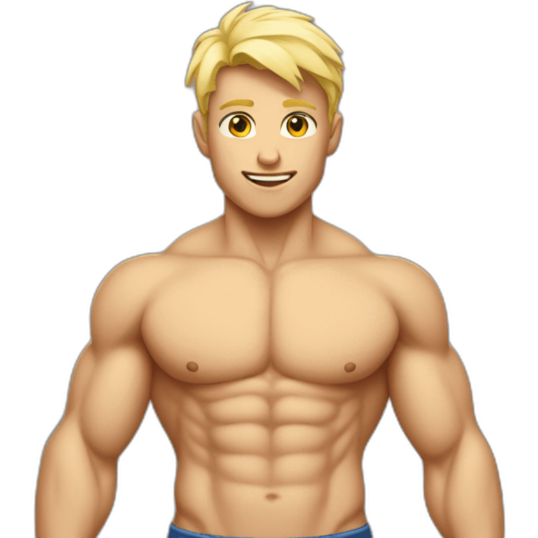 Muscular boy, shirt off, blond hair  emoji