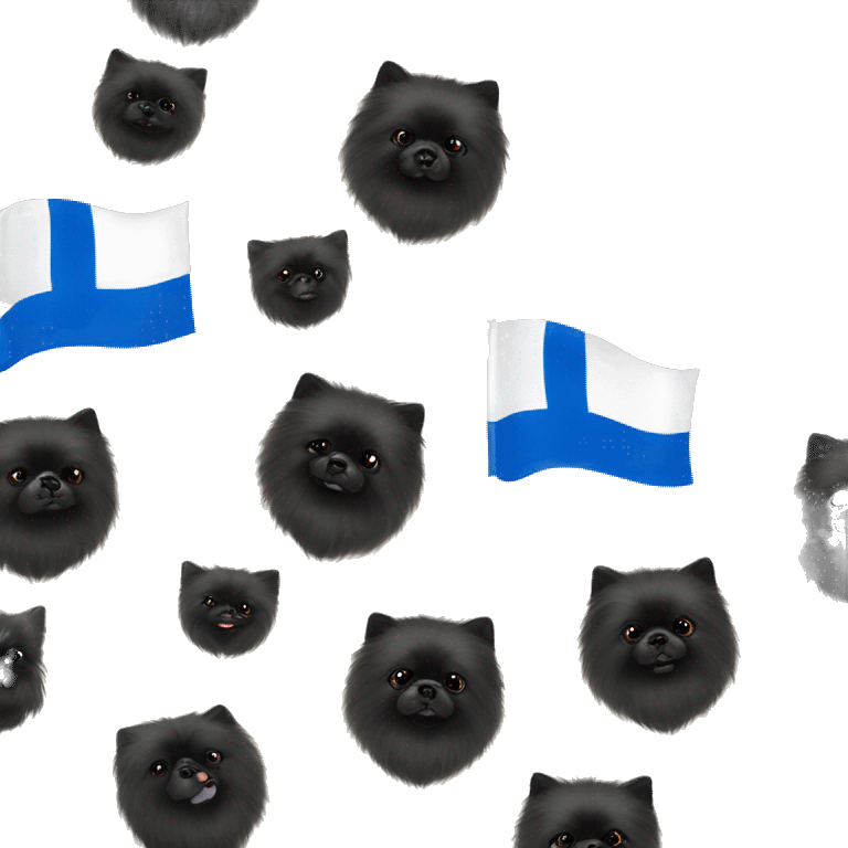 Finland flag and black Pomeranian spitz emoji