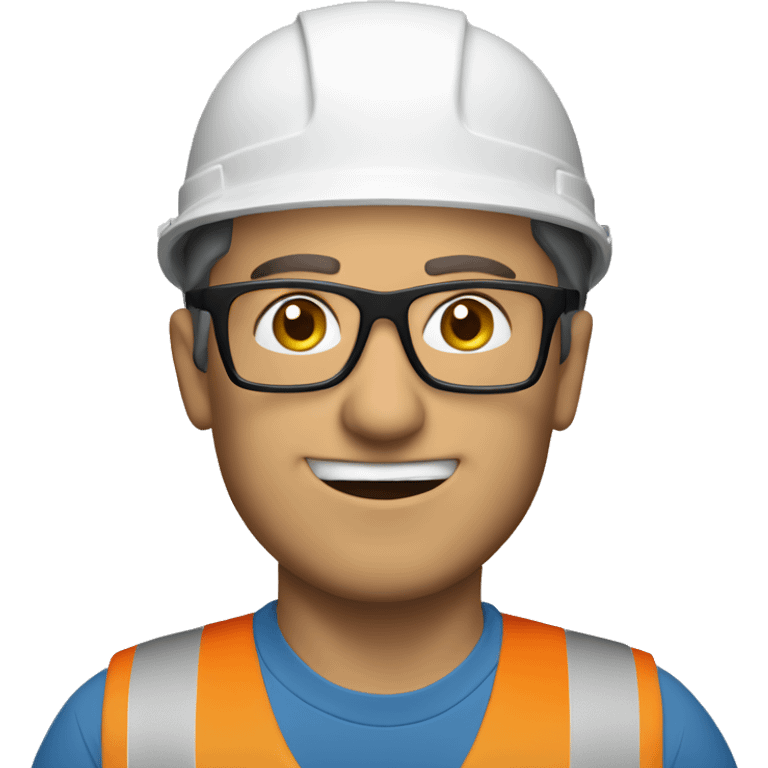 Caucasian man wearing a safety helmet, earplugs and glasses  emoji