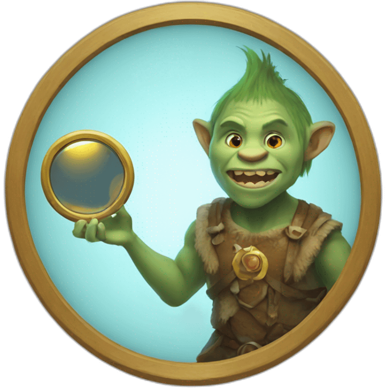 A troll with a magic mirror emoji