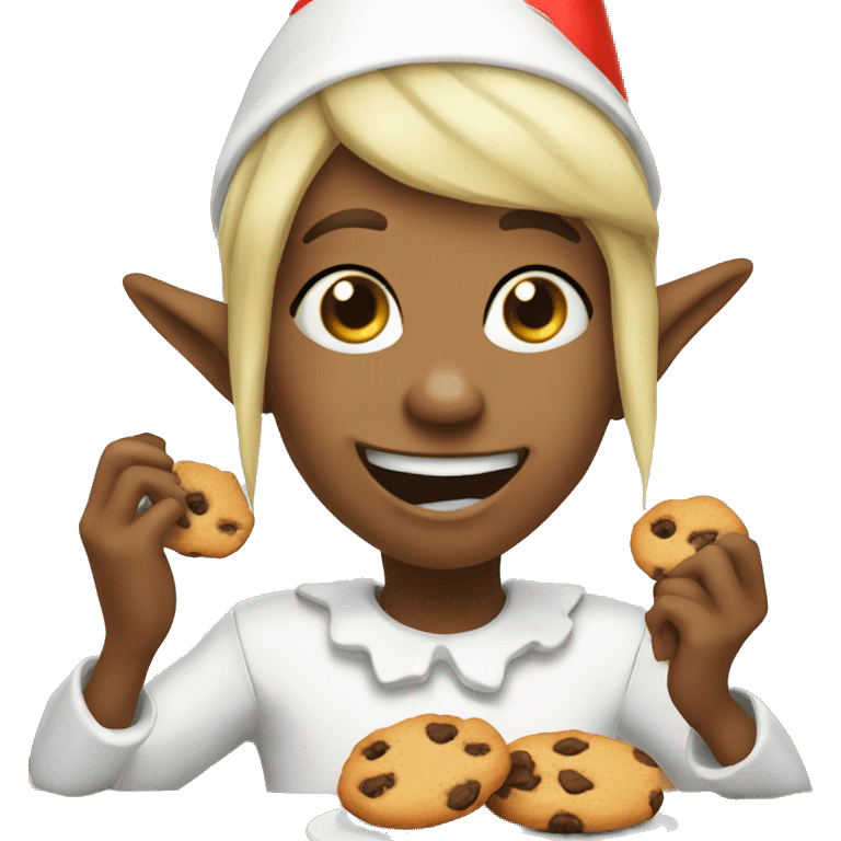 Poppy the elf eating cookies emoji