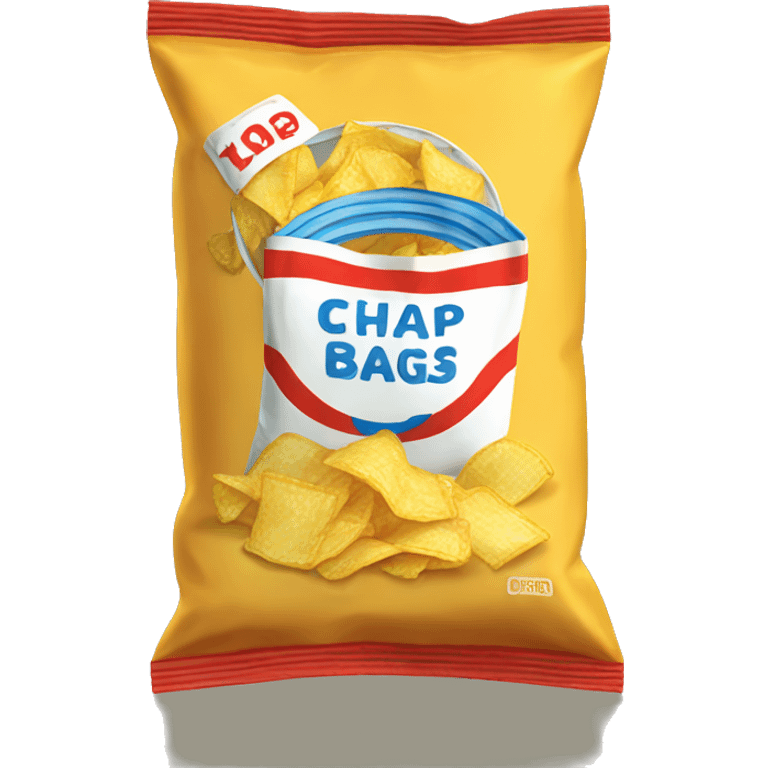 Chip bag open with chips  emoji