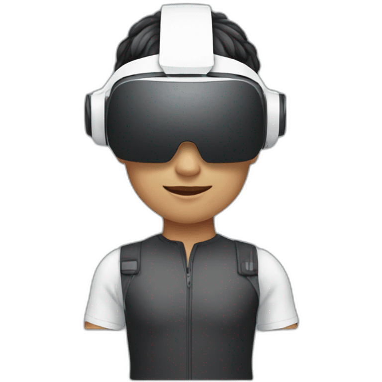 human wearing VR device emoji