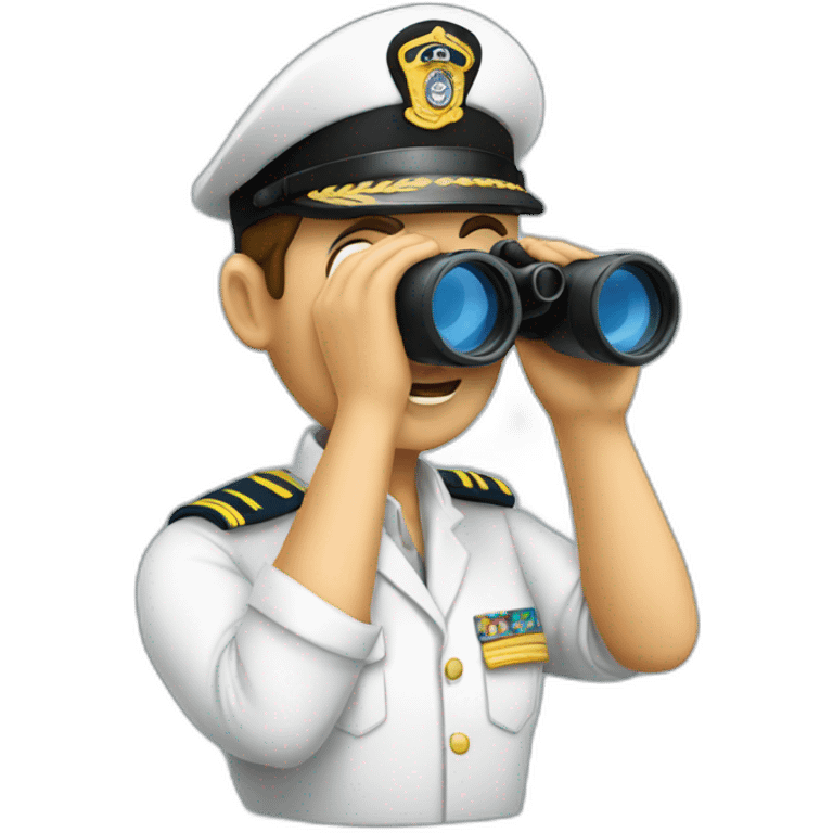 ship officer looking from binocular emoji