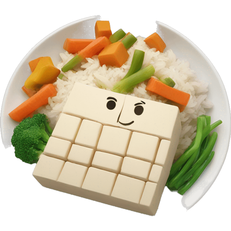 plate with tofu vegetables, rice  emoji