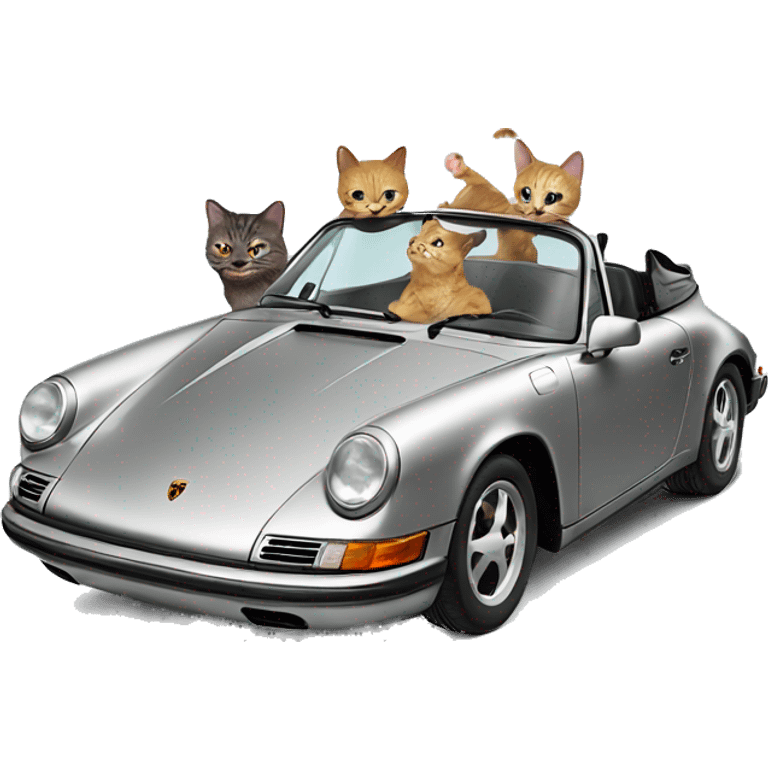 three cool cats in a porsche emoji